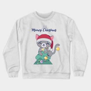 Festive kitty on a Christmas tree Crewneck Sweatshirt